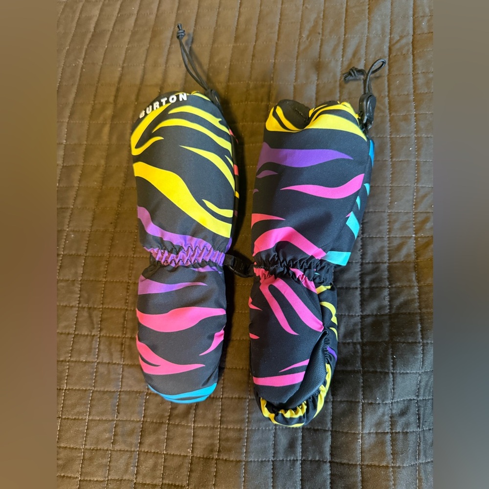 Burton Black Mittens with Vibrant Stripes